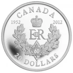 2012 (1952-) Canadian $20 Royal Cypher/Queen's Diamond Jubilee Proof Silver Coin