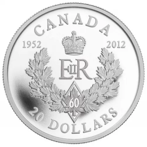 2012 (1952-) Canadian $20 Royal Cypher/Queen's Diamond Jubilee Proof Silver Coin