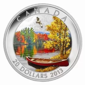 2013 Canadian $20 Autumn Bliss 1 oz Fine Silver Coloured Coin-no outside box & lightly toned
