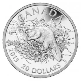 2013 Canadian $20 The Beaver - 1 oz Fine Silver Coin