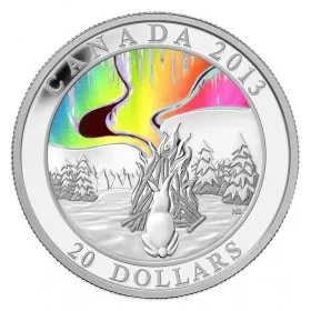 2013 Canadian $20 A Story of the Northern Lights: The Great Hare - 1 oz Fine Silver Hologram Coin - Lightly toned