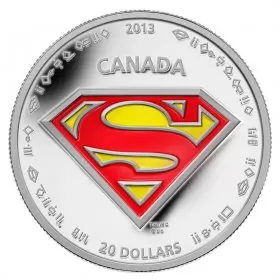 2013 Canadian $20 Superman™ S-shield - 1 oz Fine Silver Coin