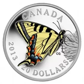 2013 Canadian $20 Butterflies of Canada: Tiger Swallowtail Fine Silver Coloured Coin
