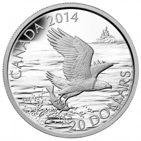 2014 Canadian $20 Bald Eagle with Fish - 1 oz Fine Silver Coin
