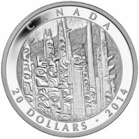 2014 Canadian $20 Emily Carr: Totem Forest - 1 oz Fine Silver Coin - outside box is damaged