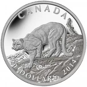 2014 Canadian $20 Cougar: Atop a Mountain - 1 oz Fine Silver Coin