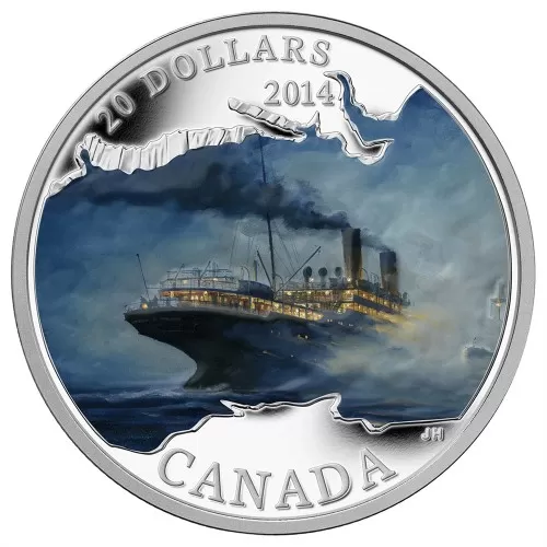 2014 Canadian $20 Lost Ships in Canadian Waters: RMS Empress of Ireland - 1 oz Fine Silver Coloured Coin