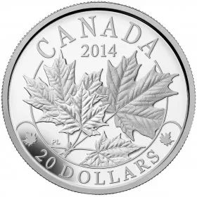 2014 Canadian $20 Majestic Maple Leaves - 1 oz Fine Silver Coin