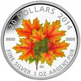 2014 Canadian $20 Maple Leaves - 1 oz Fine Silver Coin (Glow-in-the-Dark)