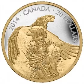2014 Canadian $20 Nanaboozhoo and the Thunderbird - 1 oz Fine Silver & Gold-plated Coin