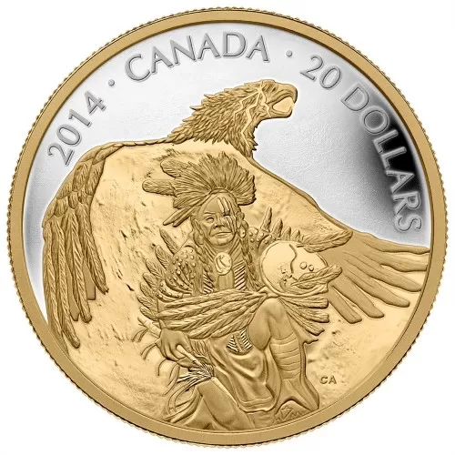 2014 Canadian $20 Nanaboozhoo and the Thunderbird - 1 oz Fine Silver & Gold-plated Coin