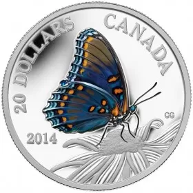 2014 Canadian $20 Butterflies of Canada: Red-Spotted Purple 1 oz Fine Silver Coloured Coin