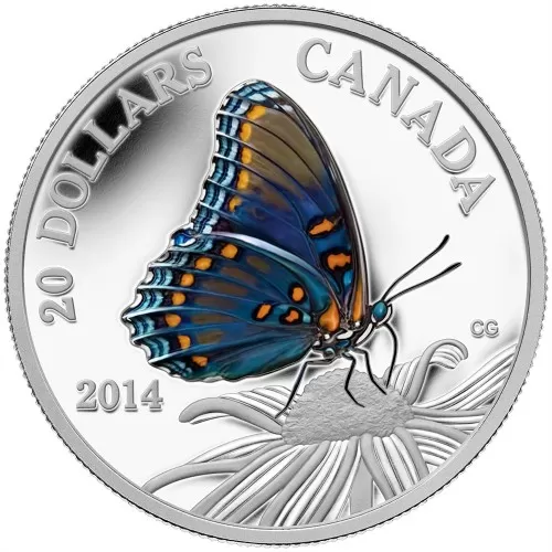 2014 Canadian $20 Butterflies of Canada: Red-Spotted Purple 1 oz Fine Silver Coloured Coin