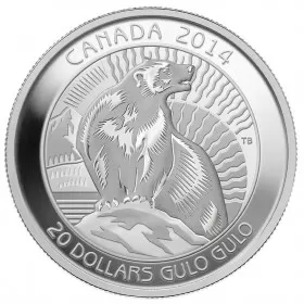 2014 Canadian $20 The Wolverine - 1 oz Fine Silver Coin