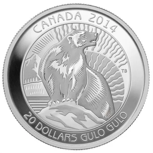 2014 Canadian $20 The Wolverine - 1 oz Fine Silver Coin