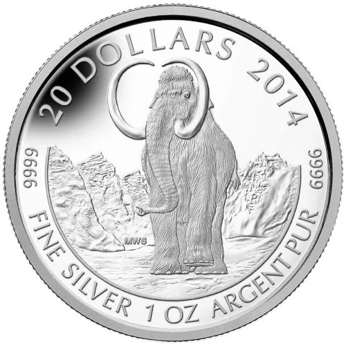 2014 Canadian $20 Prehistoric Animals: Woolly Mammoth - 1 oz Fine Silver Coin