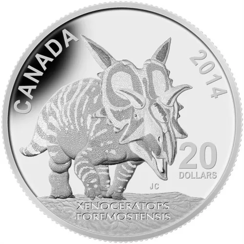 2014 Canadian $20 Dinosaurs of Canada: Xenoceratops Foremostensis - 1 oz Fine Silver Coin - No Beauty Box - Tarnished