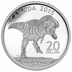 2015 Canadian $20 Canadian Dinosaurs: Albertosaurus - 1 oz Fine Silver Coin