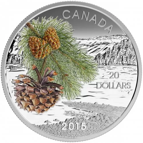 2015 Canadian $20 Forests of Canada: Coast Shore Pine - 1 oz Fine Silver Coin - Coin in Capsule - COA Only