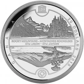 2015 Canadian $20 UNESCO at Home and Abroad - Mount Fuji & The Canadian Rockies - 1 oz Fine Silver Coin - Lightly Toned