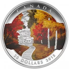 2015 Canadian $20 Autumn Express 1 oz Fine Silver Coloured Coin