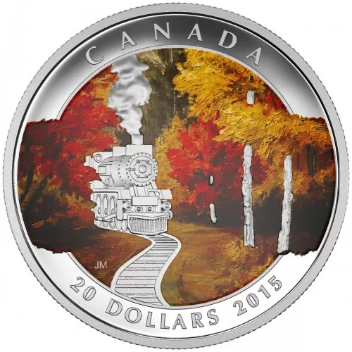 2015 Canadian $20 Autumn Express 1 oz Fine Silver Coloured Coin