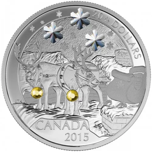 2015 Canadian $20 Holiday Reindeer - 1 oz Fine Silver Coin