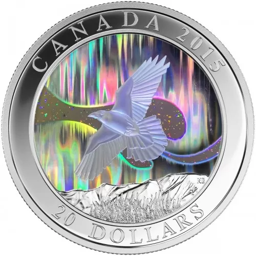 2015 Canadian $20 A Story of the Northern Lights: The Raven - 1 oz Fine Silver Hologram Coin
