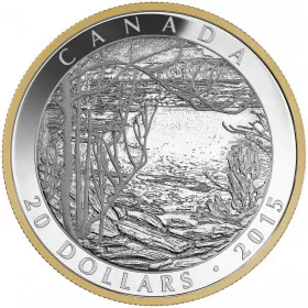 2015 Canadian $20 Tom Thompson: Spring Ice - 1 oz Fine Silver & Gold-plated Coin