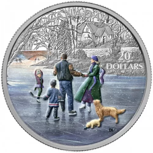 2015 Canadian $20 Winter Scene: Ice Dancer - 1 oz Fine Silver Coloured Coin