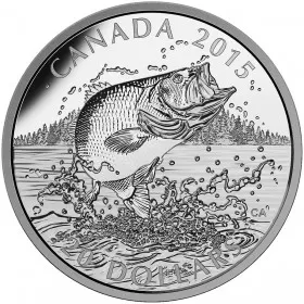 2015 Canada $20 North American Sportfish: Largemouth Bass 1 oz Fine Silver Coin