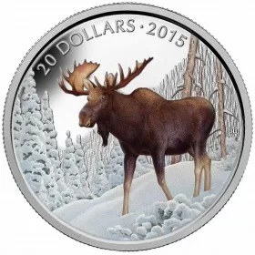 2015 Canadian $20 The Majestic Moose - 1 oz Fine Silver Coloured Coin