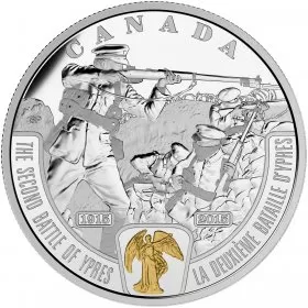 2015 Canadian $20 First World War Battlefront Series: The Second Battle of Ypres - 1 oz Fine Silver & Gold-plated Coin - outside box damaged