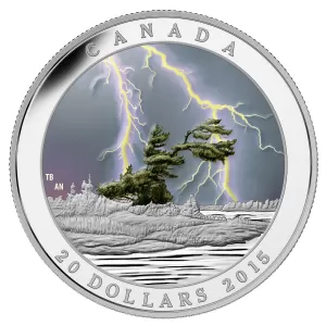 2015 Canadian $20 Weather Phenomenon: Summer Storm - 1 oz Fine Silver Coin (Glow-in-Black-Light) - Coin In Capule - COA Only