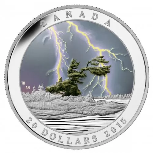 2015 Canadian $20 Weather Phenomenon: Summer Storm - 1 oz Fine Silver Coin (Glow-in-Black-Light) - Coin In Capule - COA Only