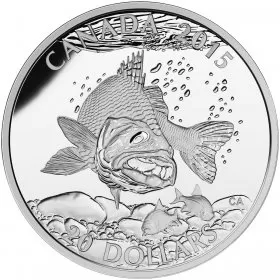 2015 Canada $20 North American Sportfish: Walleye 1 oz Fine Silver Coin