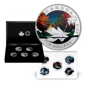 2016 Canadian $20 Geometry in Art 5-Coin 1 oz Fine Silver Coloured Deluxe Subscription Set