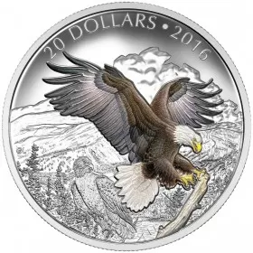 2016 Canadian $20 Majestic Animals: The Baronial Bald Eagle - 1 oz Fine Silver Coin