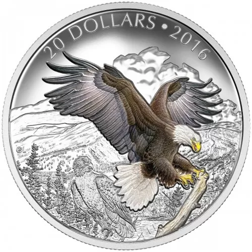 2016 Canadian $20 Majestic Animals: The Baronial Bald Eagle - 1 oz Fine Silver Coin