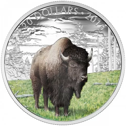2016 Canadian $20 Majestic Animals: The Benevolent Bison - 1 oz Fine Silver Coin