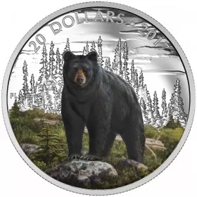 2017 Canadian $20 Majestic Animals: The Bold Black Bear - 1 oz Fine Silver & Gold-plated Coin