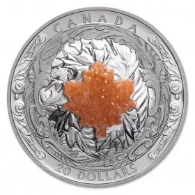 2016 Canadian $20 Majestic Maple Leaves with Drusy Stone 1 oz Fine Silver Coin