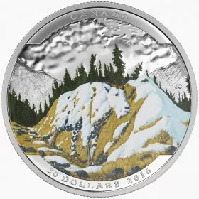 2016 Canadian $20 Landscape Illusion: Mountain Goat - 1 oz Fine Silver Coin - Tarnished, No Outer Box