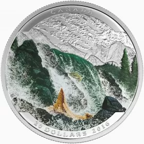 2016 Canadian $20 Landscape Illusion: Salmon - 1 oz Fine Silver Coin 