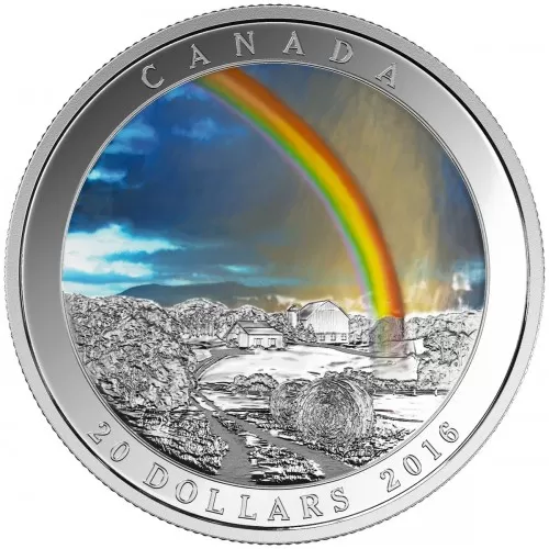 2016 Canadian $20 Weather Phenomenon: Radiant Rainbow - 1 oz Fine Silver Coin (Glow-in-Black-Light)