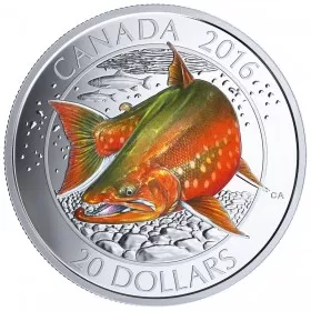 2016 Canadian $20 Big Fish Series: Arctic Char 1 oz Fine Silver Coloured Coin