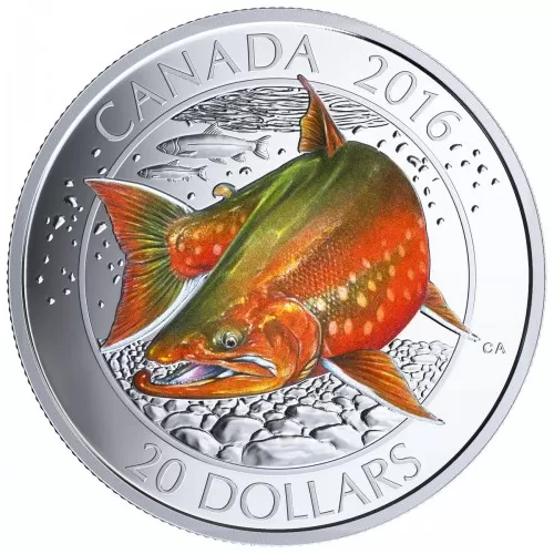 2016 Canadian $20 Big Fish Series: Arctic Char 1 oz Fine Silver Coloured Coin