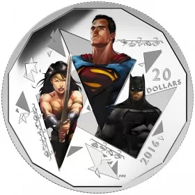 2016 Canadian $20 Batman v Superman: Dawn of Justice™, The Trinity - Fine Silver Coin 