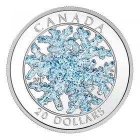 2017 Canadian $20 Ice Crystal/Snowflake 1 oz Fine Silver & Blue Enamel Coin