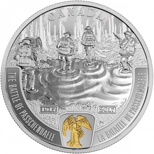 2017 Canadian $20 First World War Battlefront Series: The Battle of Passchendaele - 1 oz Fine Silver & Gold-plated Coin